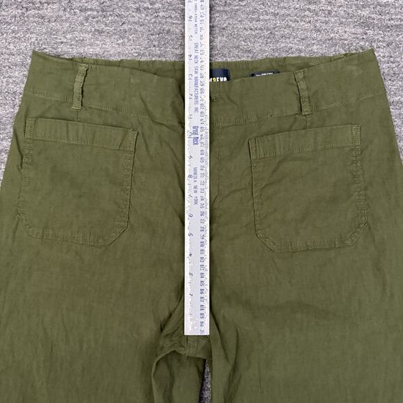 MaEve Anthropologie Colette Wide Leg Crop Pants Women 18 Plus Green Linen Blend - Picture 4 of 11